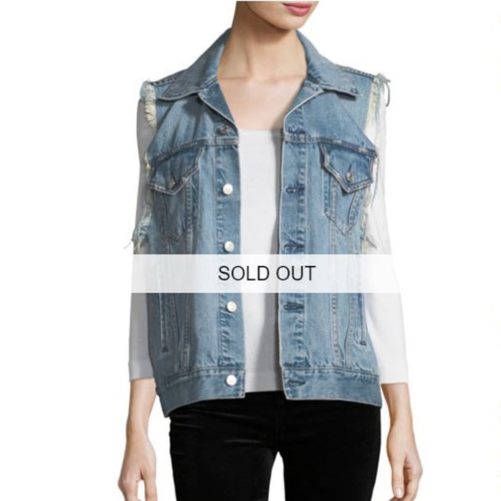 Acynetic Patti Oversized Distressed Denim Vest